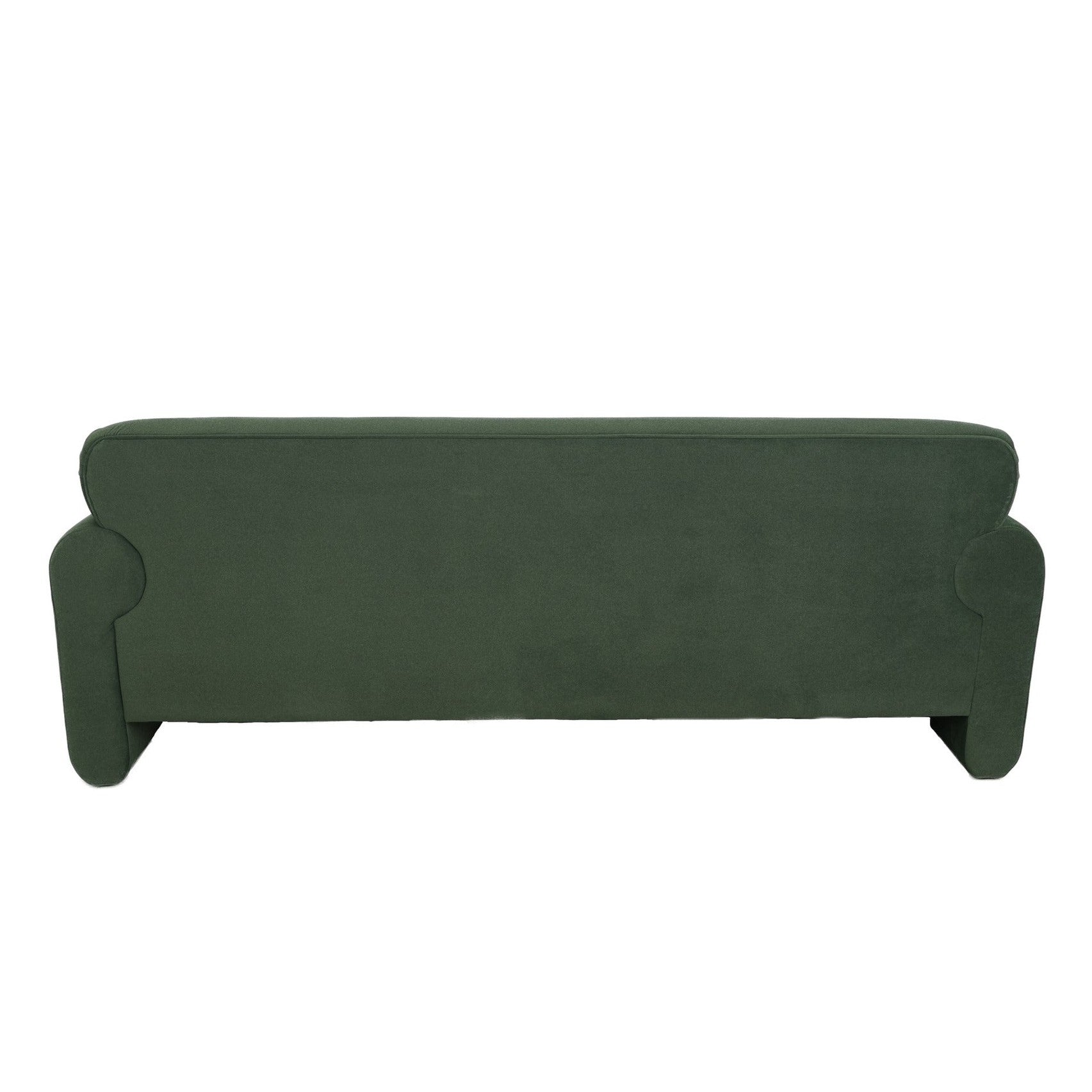 Front view of Torvi roll arm sofa in forest green
