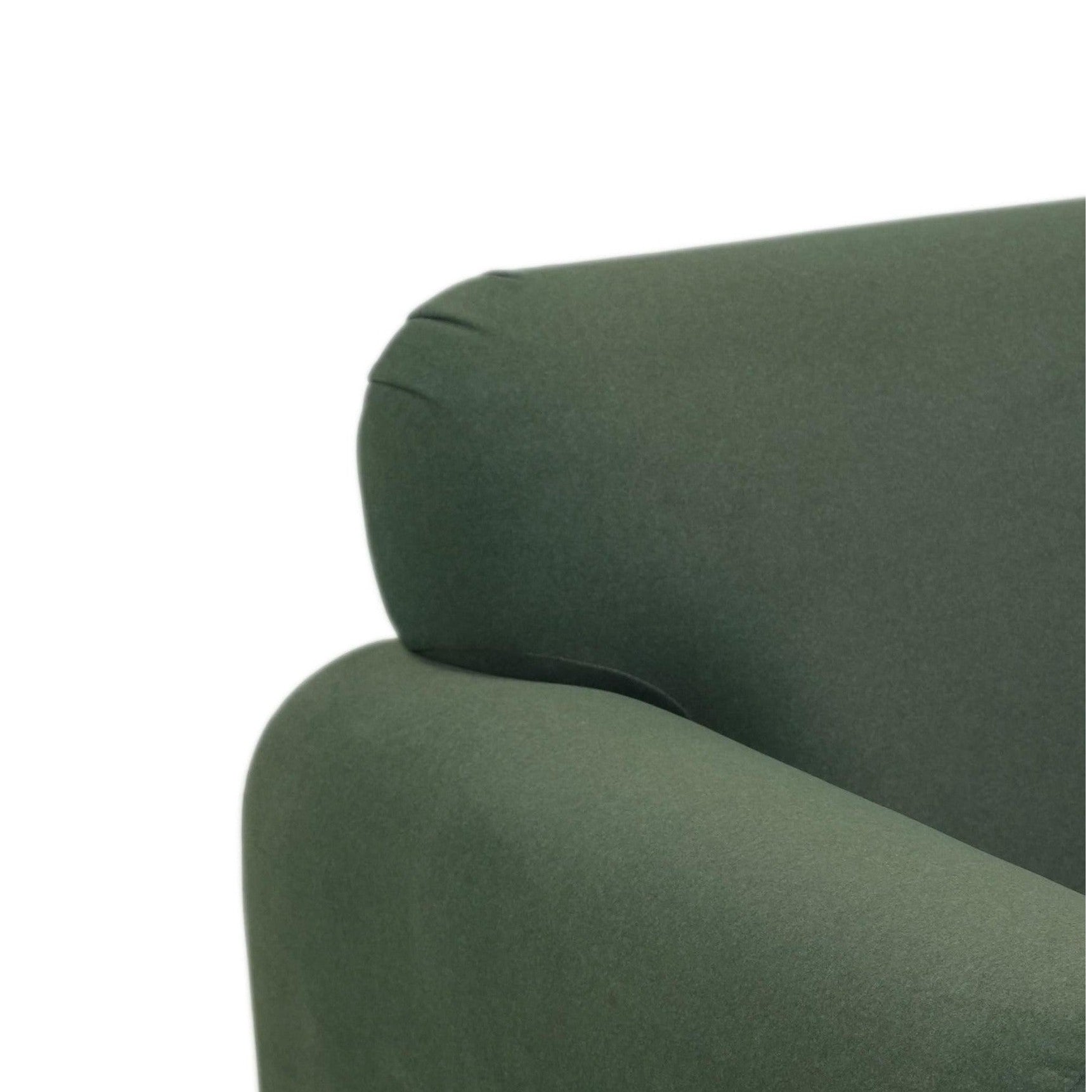 Front view of Torvi roll arm sofa in forest green