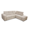 High angle view of the L-shaped Tristan sectional showing the integrated pull-out bed and storage unit
