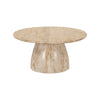Perspective shot highlighting the smooth rounded edges and the substantial architectural silhouette of the oak table