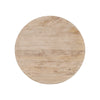 Direct overhead view highlighting the organic wood grain patterns and warm natural tones of the circular tabletop