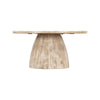 Side-angle view showcasing the seamless transition between the circular tabletop and the flared dome pedestal base