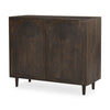 Tucker accent cabinet in dark wood finish with carved arch door patterns