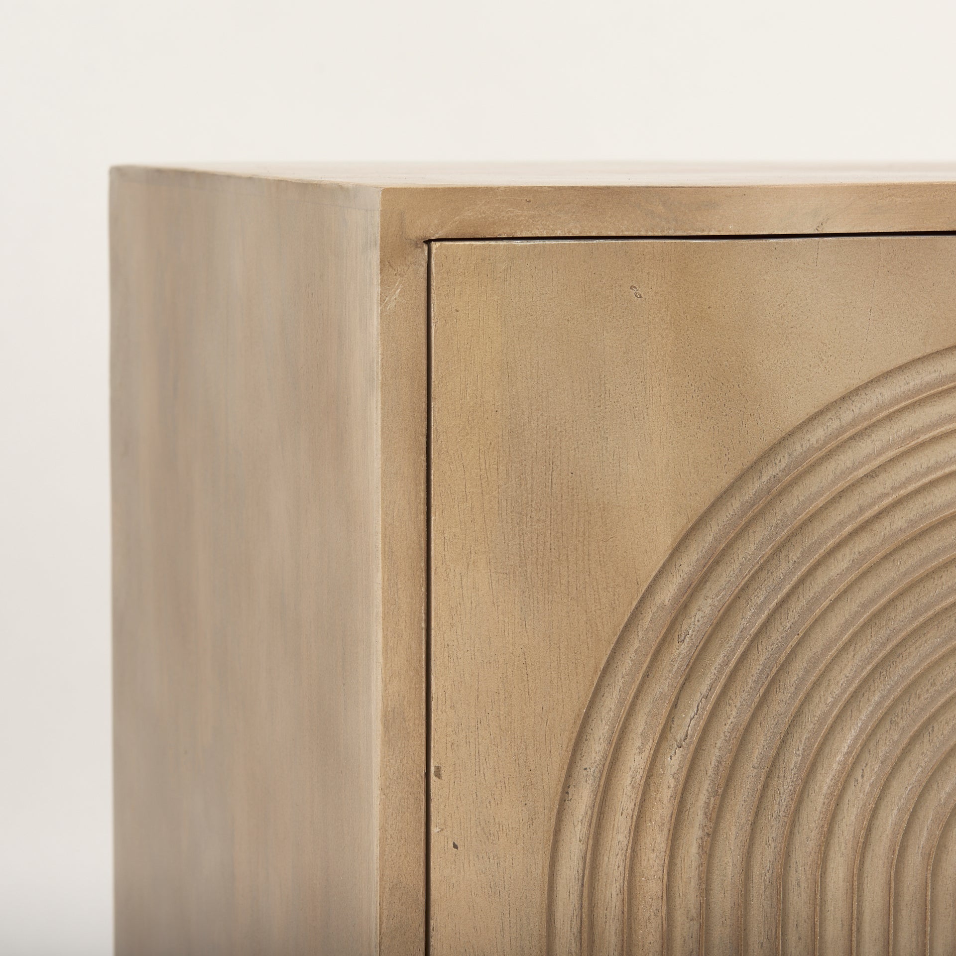 Front view of Tucker 2 door accent cabinet in light natural wood finish