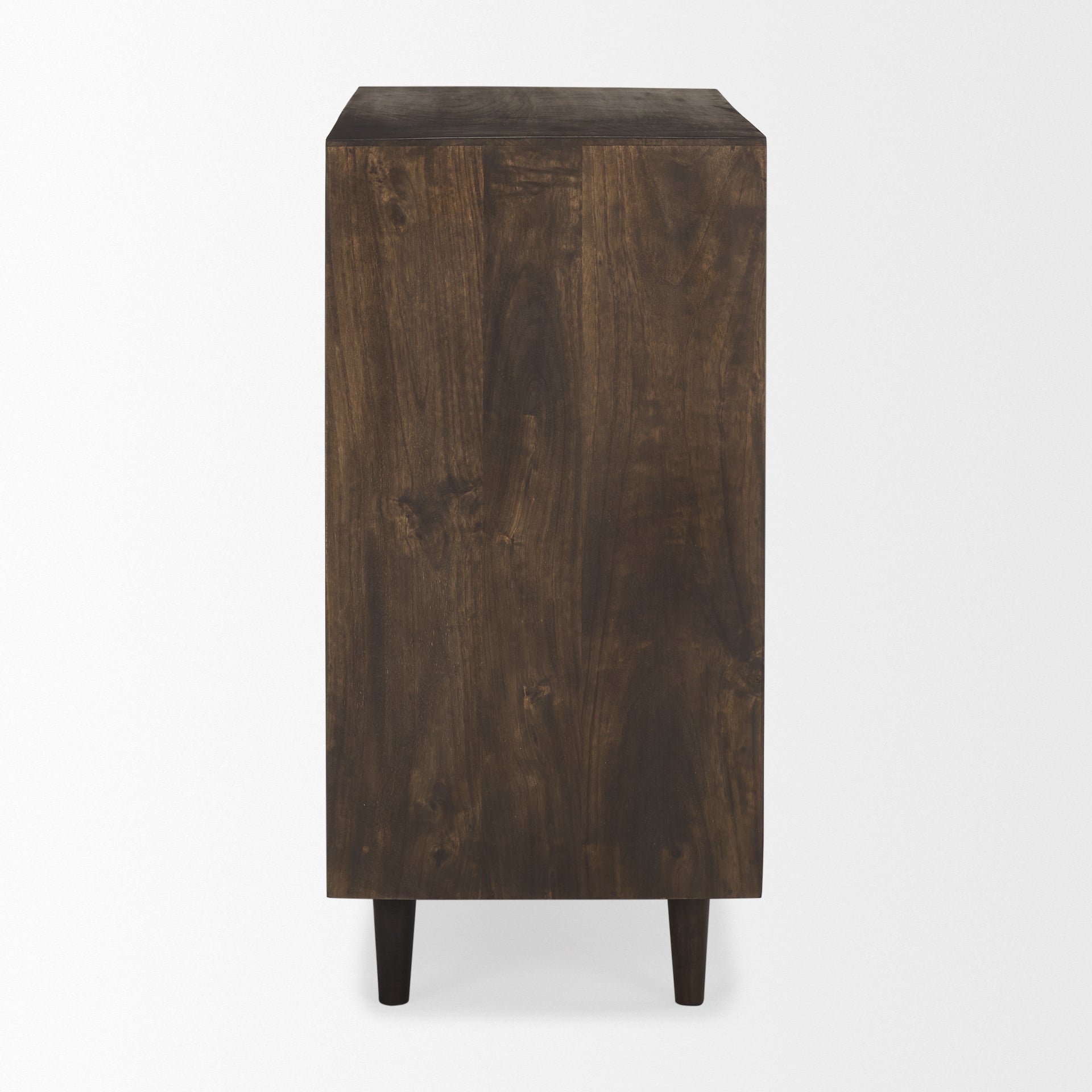Front view of Tucker 2 door accent cabinet in light natural wood finish