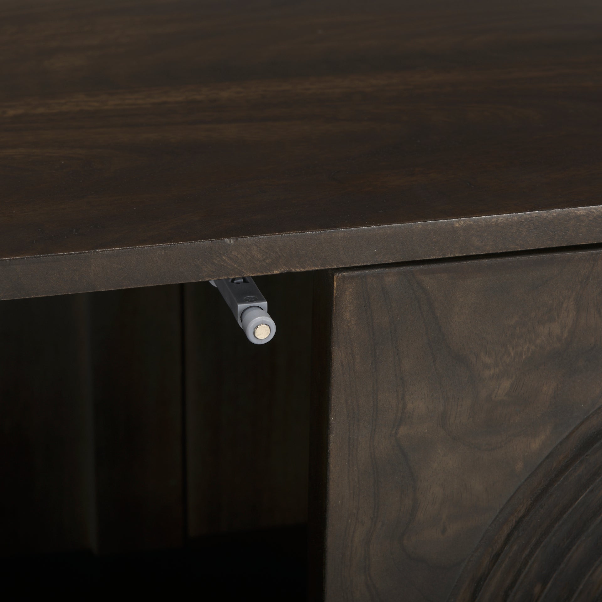 Front view of Tucker 2 door accent cabinet in light natural wood finish