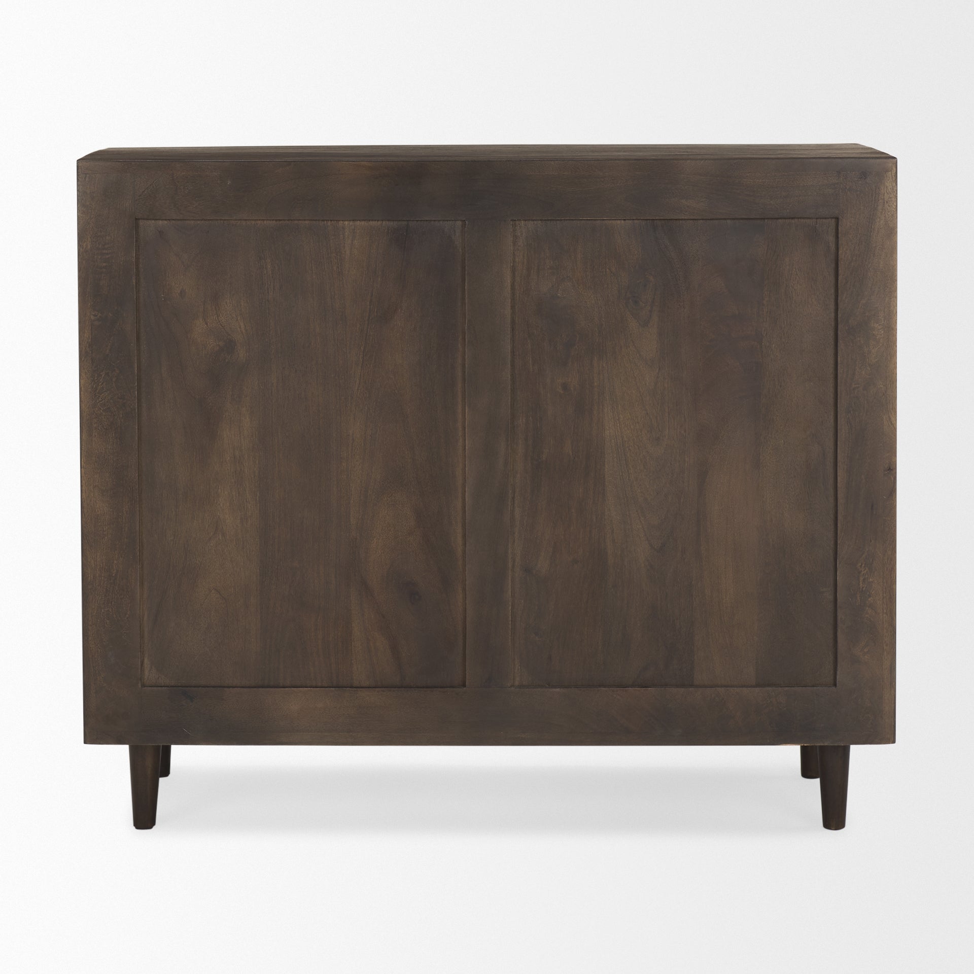 Front view of Tucker 2 door accent cabinet in light natural wood finish