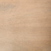Macro view of the light natural wood grain texture on the Tucker cabinet