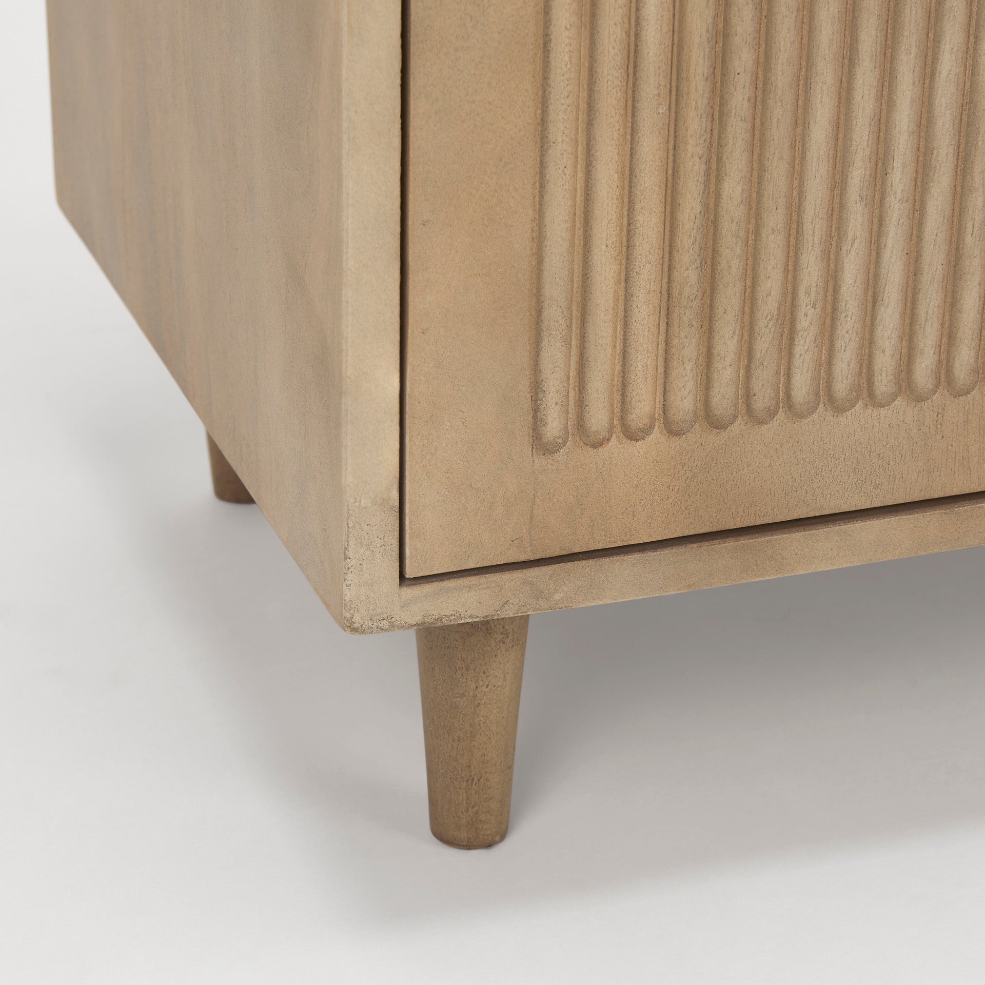 Front view of Tucker 2 door accent cabinet in light natural wood finish