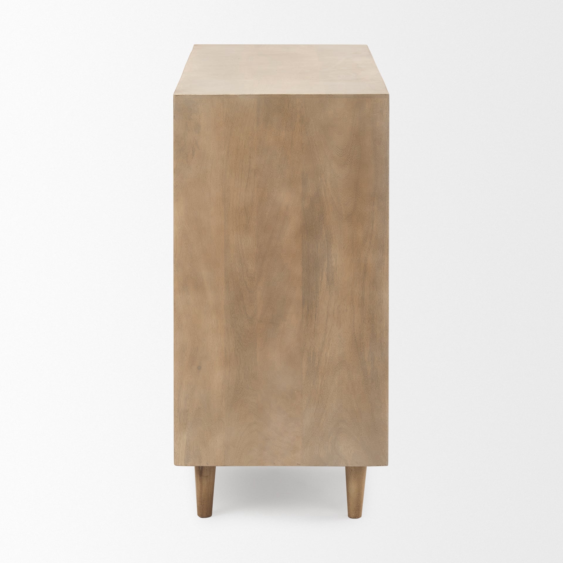 Front view of Tucker 2 door accent cabinet in light natural wood finish
