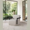 Tyra Scandinavian accent chair styled in a modern minimalist living room