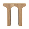 Front view of the Umbrella side table in a dark brown and white veined marble with a solid cylindrical drum silhouette