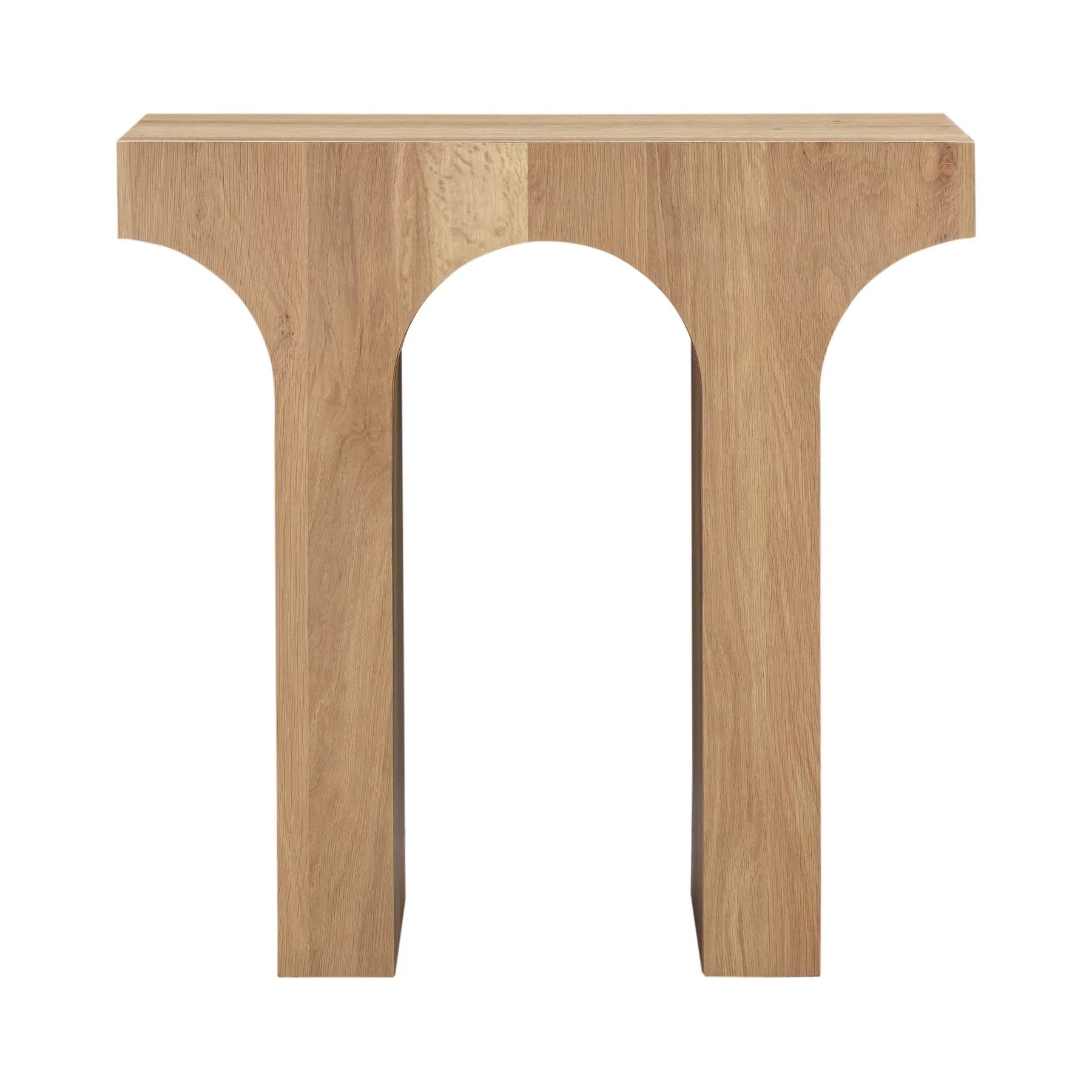 Front view of the Umbrella side table in a dark brown and white veined marble with a solid cylindrical drum silhouette