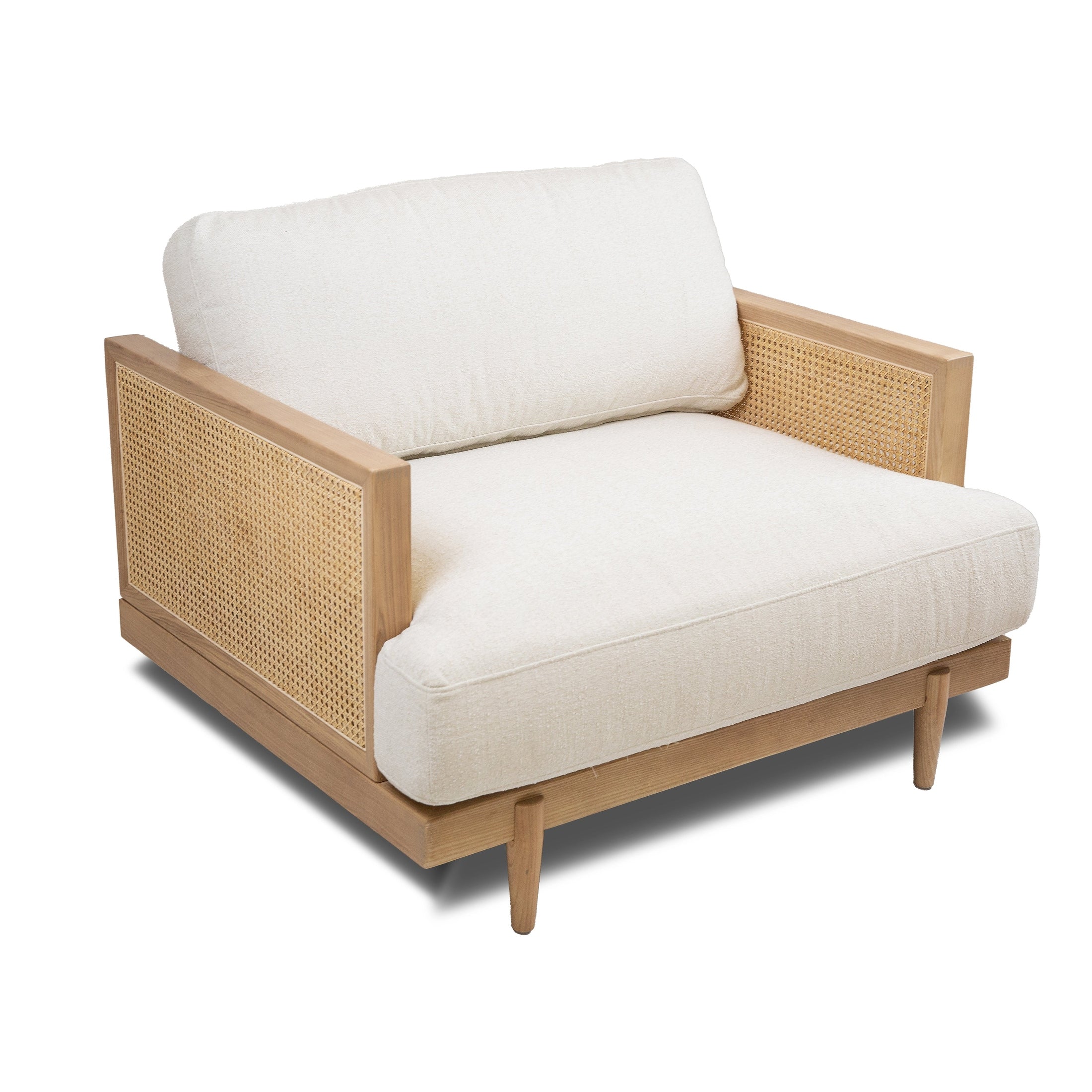 Unio Solid Oak Wood and Fabric Accent Chair - Mellow Ivory