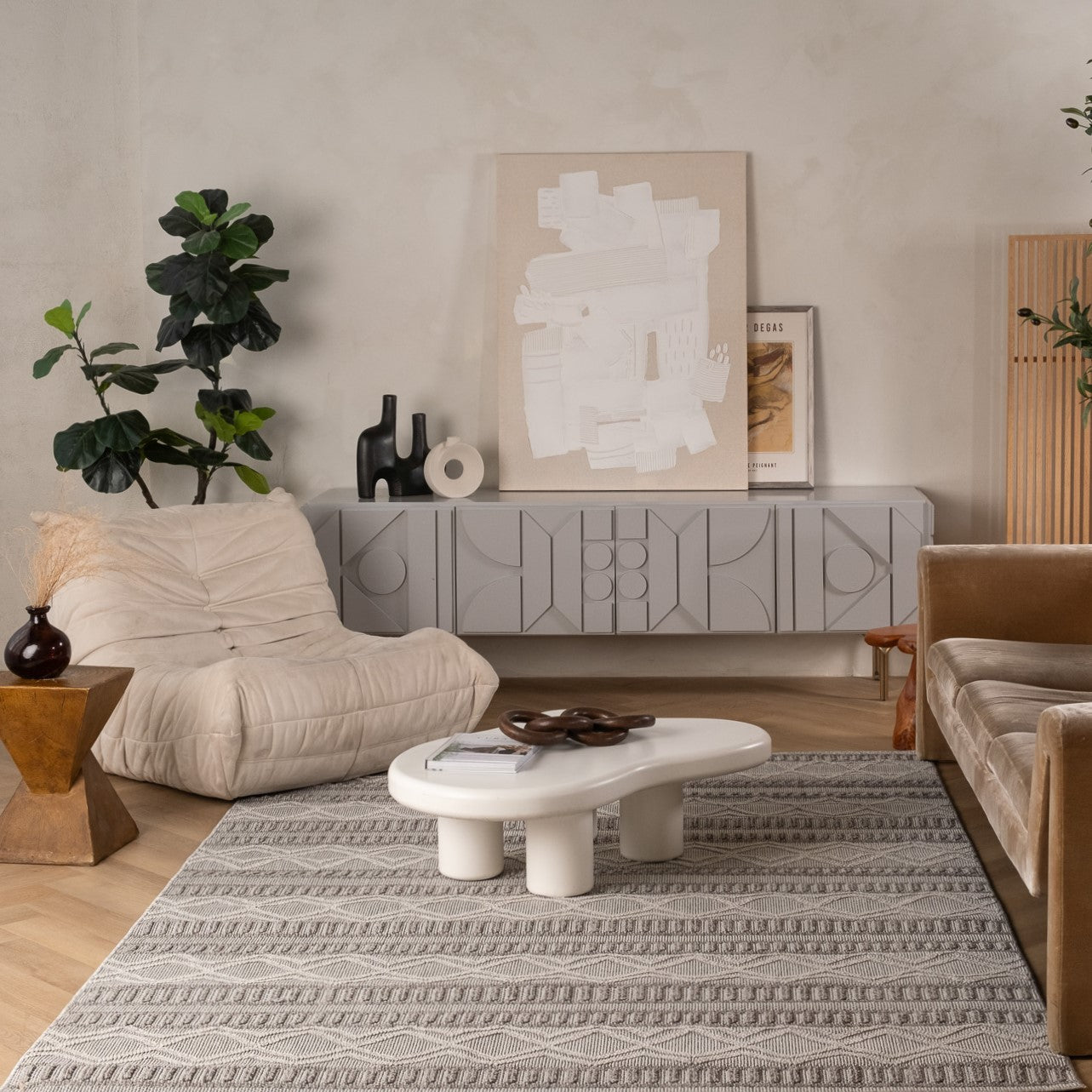 Utopia Beige Abstract Textured Area Rug-thumbmail-2