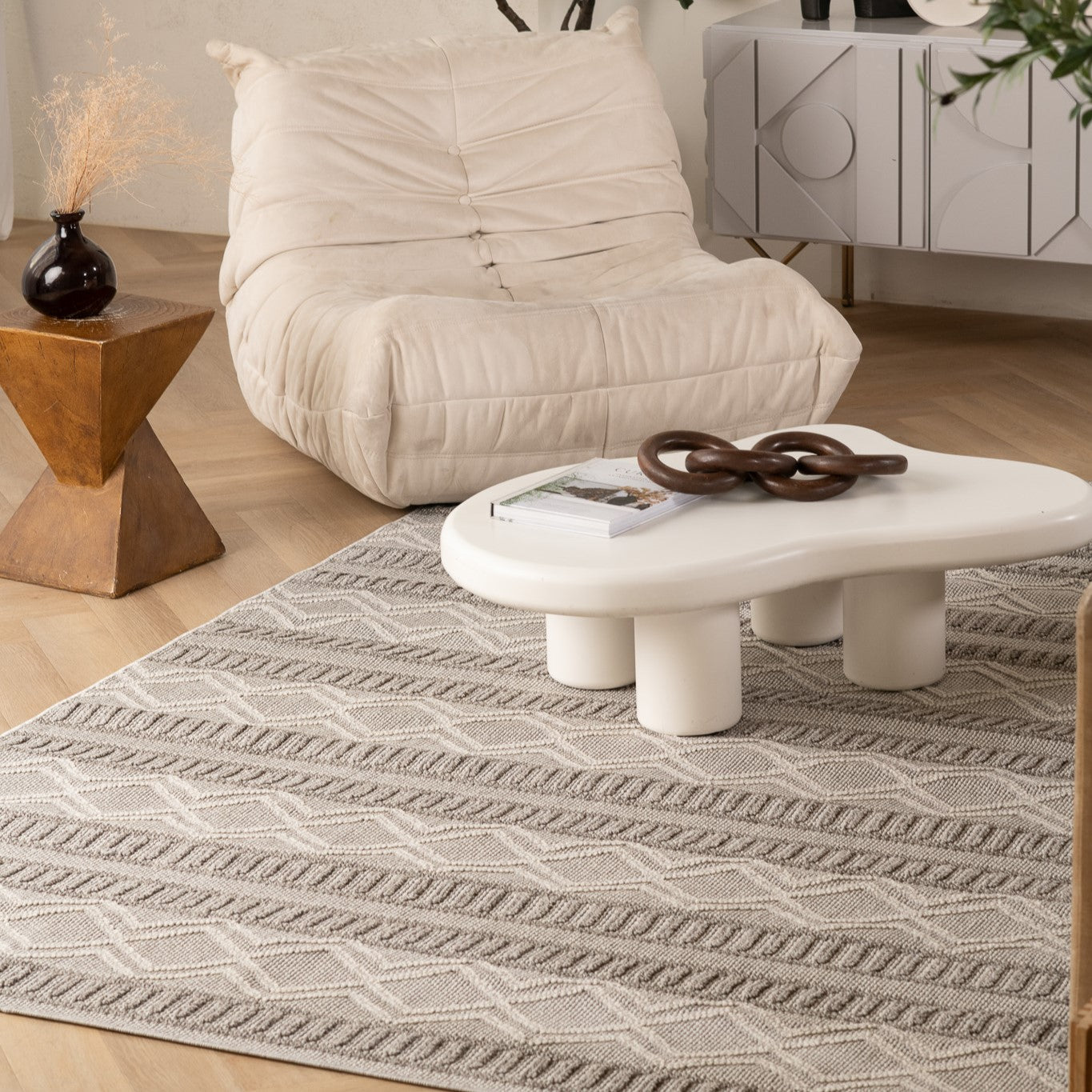 Utopia Beige Abstract Textured Area Rug-thumbmail-4
