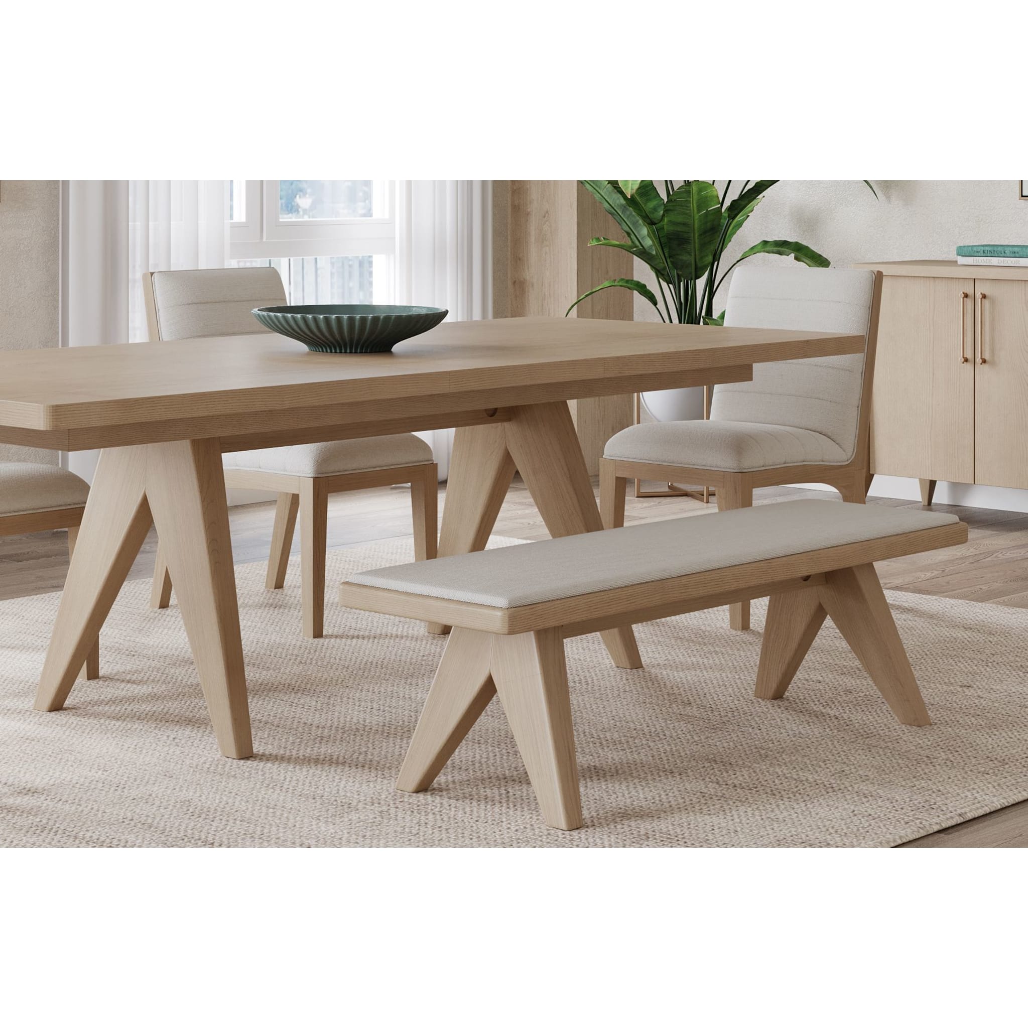 Nettie Upholstered Bench in Ginger and Natural Linen-thumbmail-6