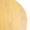 High-angle perspective view showcasing the table's compact circular footprint and sturdy pedestal construction