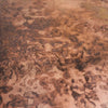 Macro view of the lower shelf surface showcasing the rich bronze and copper tones of the weathered metal finish