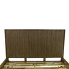 Close-up shot focusing on the high-quality wood grain and the uniform spacing of the vertical headboard slats