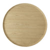 Top-down view showcasing the expansive circular surface and beautiful natural oak wood grain patterns