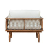 Vineyard outdoor club chair with teak frame and rope back detail