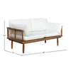 Product dimensions diagram for the Vineyard Outdoor Loveseat showing height width and depth measurements