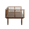 Armrest view of Vineyard outdoor sofa showing teak wood frame and rope design