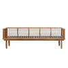 Back view of Vineyard outdoor sofa highlighting rope backrest and teak structure