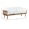 Vineyard outdoor sofa dimensions illustration showing width, depth, and height measurements