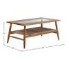 Product shot of the Vineyard outdoor table with dimensional markers for height, width, and depth
