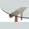 Close-up shot focusing on the decorative tan rope wrap accents on the teak wood frame joints