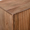 Close-up shot focusing on the high-quality wood joinery and natural grain on the top surface of the sideboard