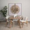 Vertical detail shot showcasing the warm light brown tones and consistent wood grain of the table's high-quality material