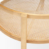 Macro detail view showcasing the organic texture and high-quality weaving of the natural cane storage shelf