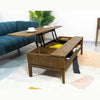 Action shot showing the extended tabletop used for dining or snacks in a living room setting