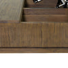 Macro detail shot of the walnut wood veneer showcasing the organic texture and warm brown tones