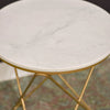 Close-up shot focusing on the smooth polished surface and subtle grey mineral veining of the authentic white marble top