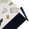 Close-up perspective focusing on the thick white terrazzo slab top and its clean integration with the black metal legs