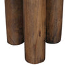 Macro detail view focusing on the smooth rounded edge and the dense grain of the thick solid wood tabletop