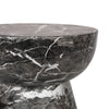 Detailed view of the conical base showcasing the deep black and grey tones and natural geological variations of the stone