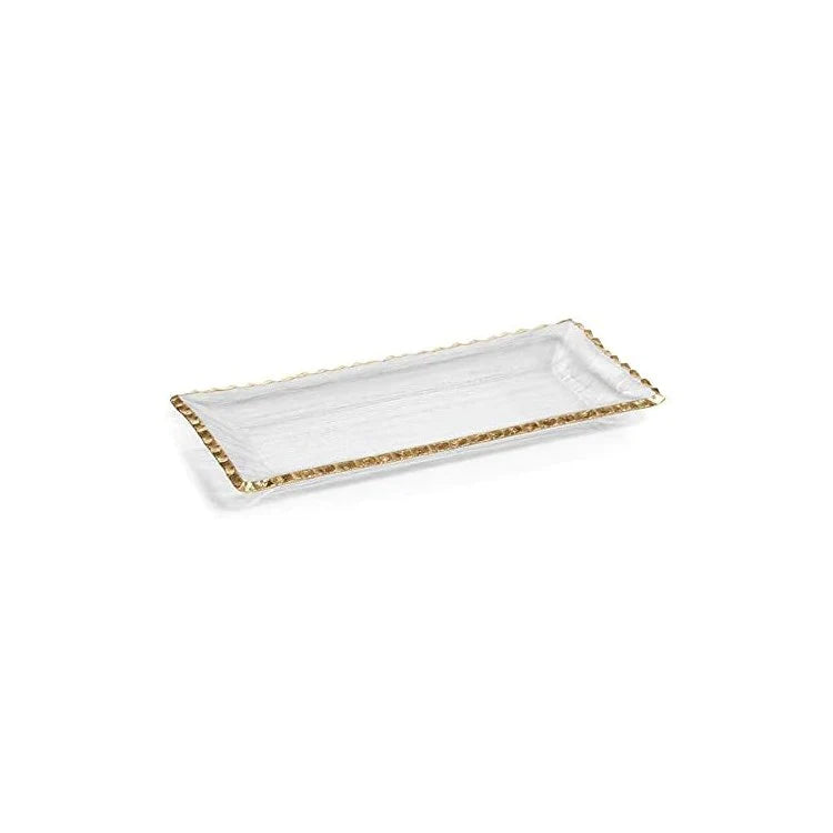 Textured Rectangular Tray w/ Jagged Gold Rim