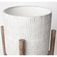 GROOT SET OF TWO 11.8 X 23 EGGSHELL CERAMIC WOODEN BASE PLANT STANDS