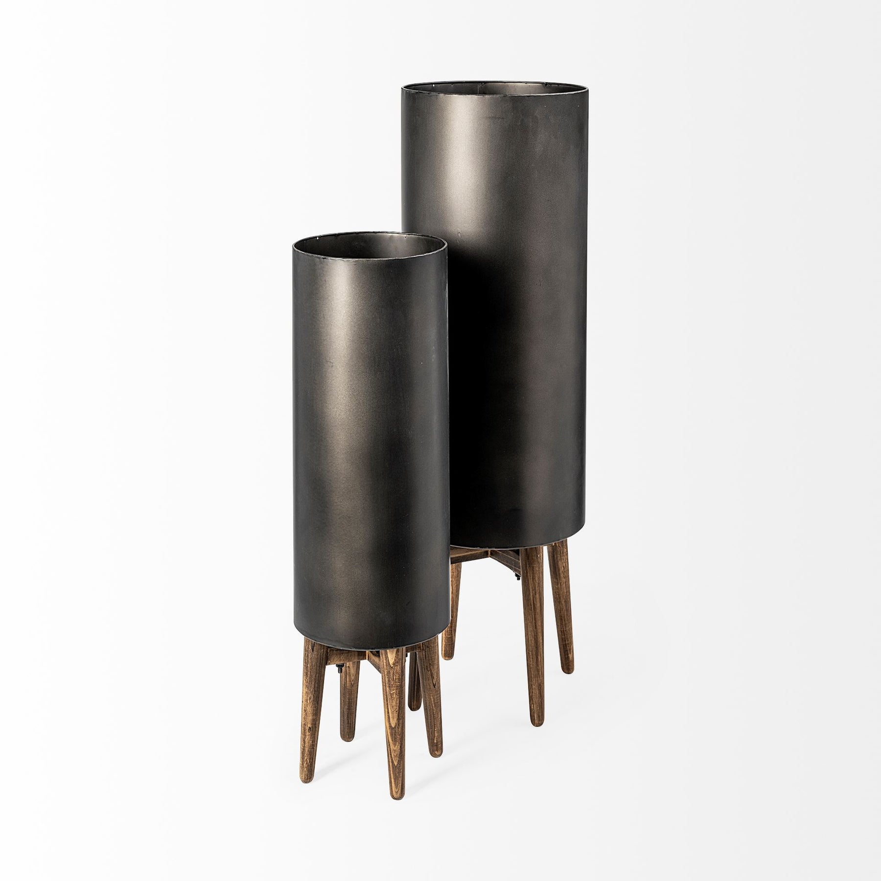 Jasper 10l X 10w X 31h Set Of Two Black Metal Plant Stands
