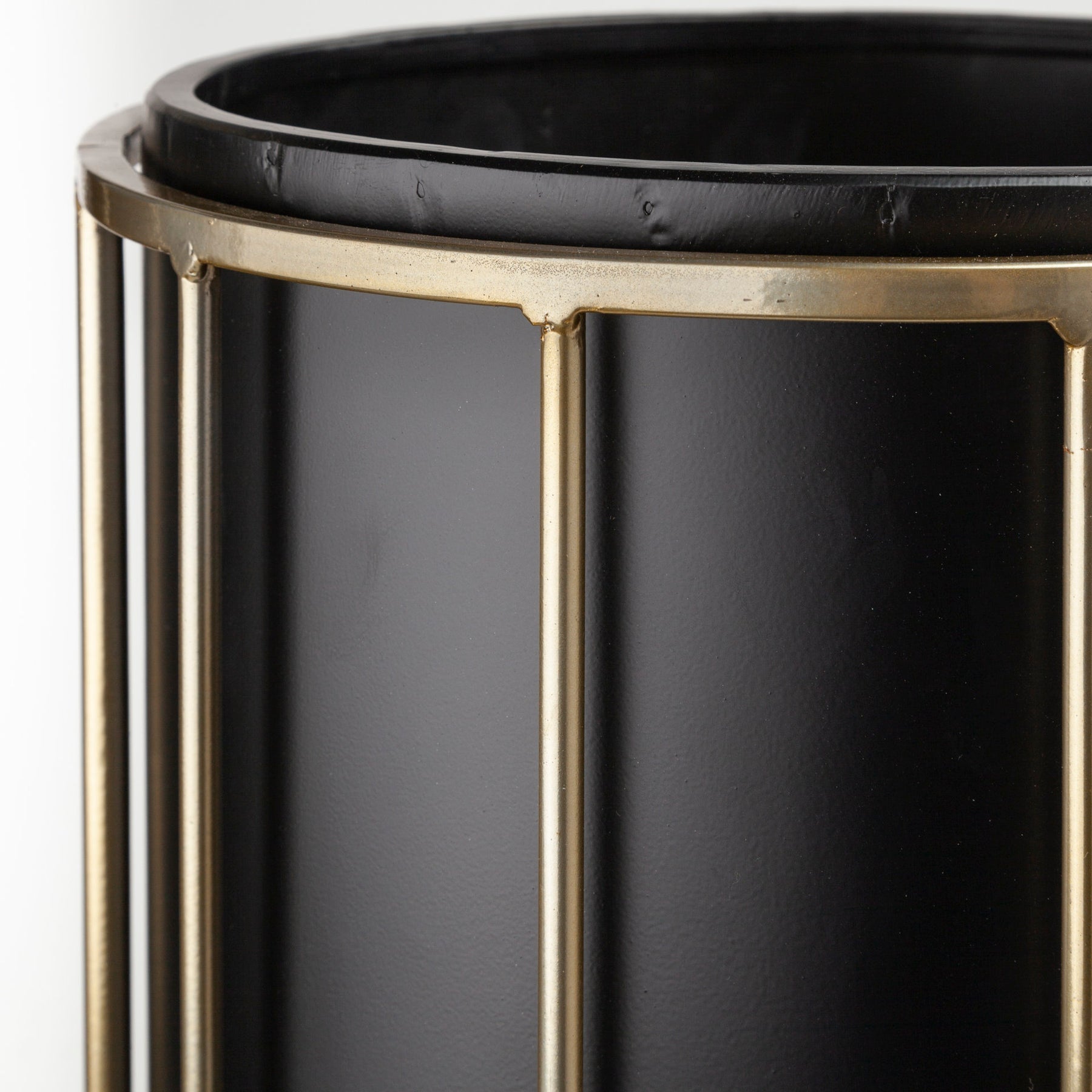 Pianta Black Metal Insert Brass Frame Plant Stands - Set Of 2