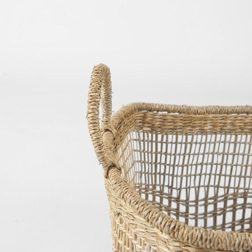 Bellisa 18.5L x 14.6W x 11.0H (Set of 2) Medium Brown Seagrass Rectangular Basket W/ Handles
