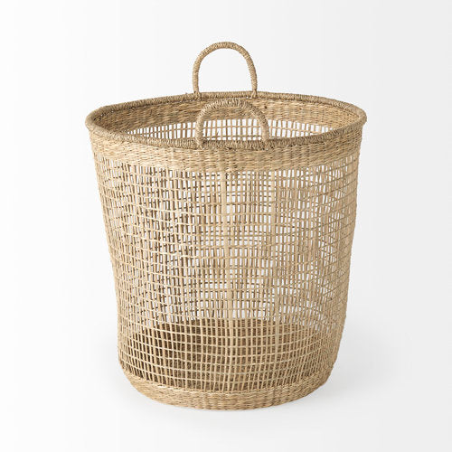 Bowie 19.7L x 19.7W x 19.7H (Set of 3) Medium Brown Seagrass Round Basket W/ Handles-thumbmail-3