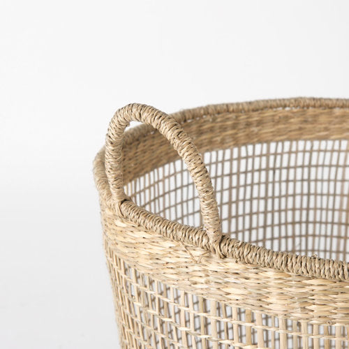 Bowie 19.7L x 19.7W x 19.7H (Set of 3) Medium Brown Seagrass Round Basket W/ Handles-thumbmail-4