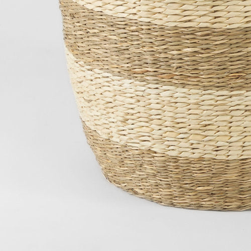 Bradley 18.1L x 18.1W x 16.0H (Set of 2) Light Brown W/Striped Seagrass Basket W/ Handles-thumbmail-8