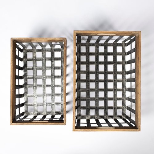 Chartrand Wood And Metal Open Crate Style Baskets-thumbmail-4